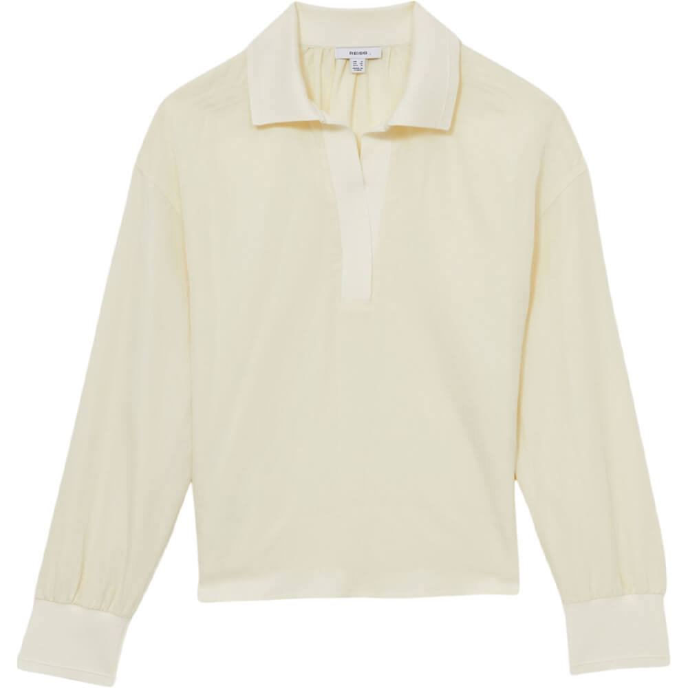 REISS ISOBEL Overhead Open Collar Shirt With Linen